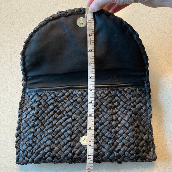 Woven Straw Clutch - Solid Black - NWOT - Envelope Bag - Picture 11 of 11